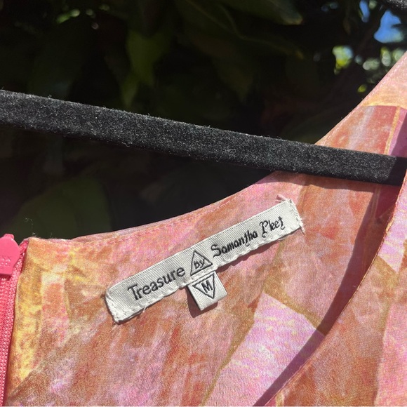 SAMANTHA PLEET TREASURE pink orange crystal gem print short sleeve asymmetrical - Picture 5 of 6